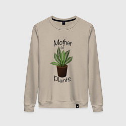 Свитшот хлопковый женский Mother of plants - Папоротник, цвет: миндальный