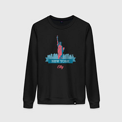 Свитшот хлопковый женский Статуя Свободы в Нью-Йорке, цвет: черный