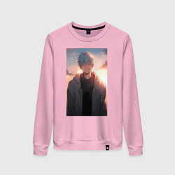 Свитшот хлопковый женский Тэцуя Куроко, цвет: светло-розовый