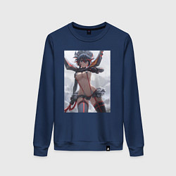 Свитшот хлопковый женский Убей или умри арт, цвет: тёмно-синий