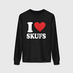 Свитшот хлопковый женский I love - skufs, цвет: черный