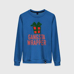 Свитшот хлопковый женский Gangsta wrapper, цвет: синий