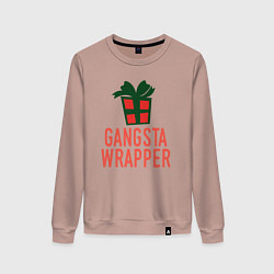 Свитшот хлопковый женский Gangsta wrapper, цвет: пыльно-розовый