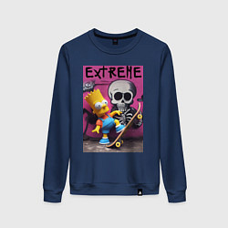 Свитшот хлопковый женский Bart Simpson and skateboard - extreme, цвет: тёмно-синий