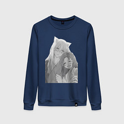 Свитшот хлопковый женский Очень приятно Бог Томоэ, цвет: тёмно-синий