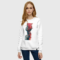 Свитшот хлопковый женский Девушка абстракция, цвет: белый — фото 2