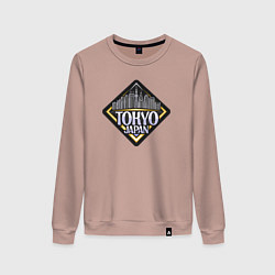Свитшот хлопковый женский Япония Токио, цвет: пыльно-розовый