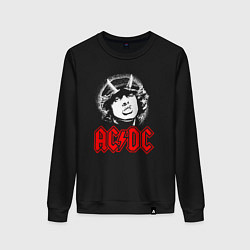 Свитшот хлопковый женский ACDC Angus Young rock, цвет: черный