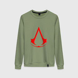 Свитшот хлопковый женский Red logo of assassins, цвет: авокадо