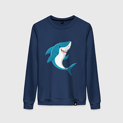 Свитшот хлопковый женский Веселая добрая акула, цвет: тёмно-синий