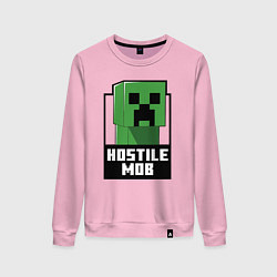 Свитшот хлопковый женский Minecraft hostile mob, цвет: светло-розовый