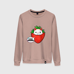 Женский свитшот Милый кот клубника тащи клубнику
