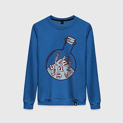 Свитшот хлопковый женский Скелеты в колбе, цвет: синий