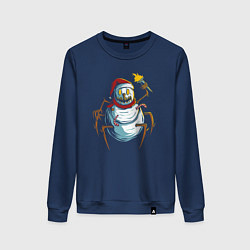 Свитшот хлопковый женский Паук снеговик, цвет: тёмно-синий
