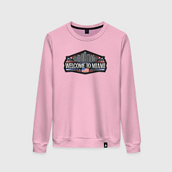 Свитшот хлопковый женский Добро пожаловать в Майами, цвет: светло-розовый