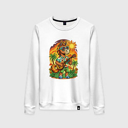 Женский свитшот Конь играет на гитаре жарким летом