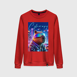 Женский свитшот Cyber capybara - neon metropolis