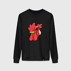 Свитшот хлопковый женский Хотлайн Майами - маска петуха, цвет: черный