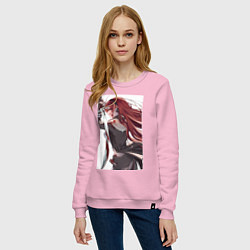 Свитшот хлопковый женский Реинкарнация безработного Бореас Грейрат, цвет: светло-розовый — фото 2