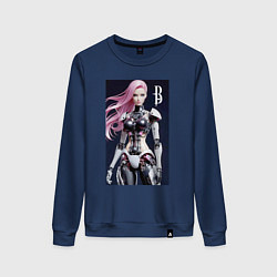 Свитшот хлопковый женский Cyber Barbie - ai art future, цвет: тёмно-синий
