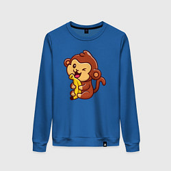 Свитшот хлопковый женский Monkey banana, цвет: синий