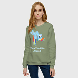 Свитшот хлопковый женский Рейнбоу Дэш: переверни свою жизнь, цвет: авокадо — фото 2