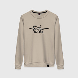 Женский свитшот Sukhoi Superjet 100 черный с надписью
