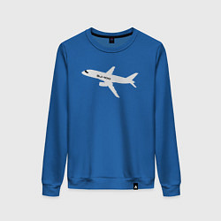 Свитшот хлопковый женский Superjet-100 белый, цвет: синий
