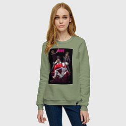 Свитшот хлопковый женский Нана Осаки группа, цвет: авокадо — фото 2