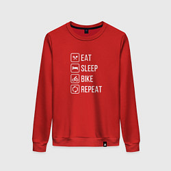 Свитшот хлопковый женский Eat sleep bike repeat, цвет: красный