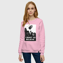 Свитшот хлопковый женский Тардис - я хочу верить, цвет: светло-розовый — фото 2