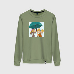 Свитшот хлопковый женский Фан арт эй Арнольд романтика, цвет: авокадо