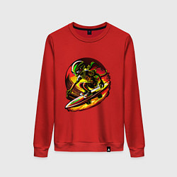 Свитшот хлопковый женский Космический скейтер, цвет: красный