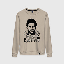 Свитшот хлопковый женский Pablo escobar in the jail, цвет: миндальный