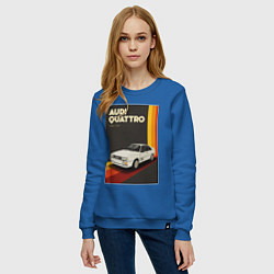 Свитшот хлопковый женский Audi Quattro автомобиль, цвет: синий — фото 2