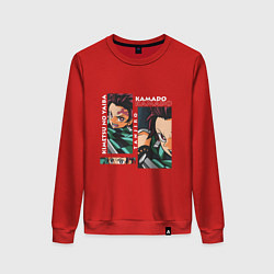 Свитшот хлопковый женский Клинок рассекающий демонов Kamado Tanjiro, цвет: красный