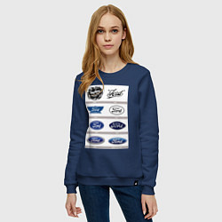 Свитшот хлопковый женский Ford логотип, цвет: тёмно-синий — фото 2