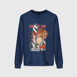 Свитшот хлопковый женский Человек-бензопила Денджи Макима Почита, цвет: тёмно-синий