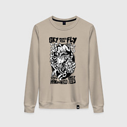 Свитшот хлопковый женский Небо зовёт летать, цвет: миндальный