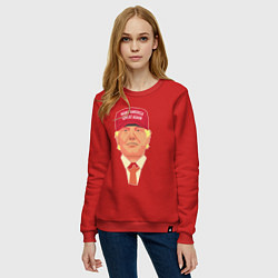 Свитшот хлопковый женский Trump - America, цвет: красный — фото 2