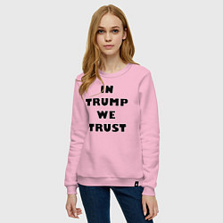 Свитшот хлопковый женский In Trump we trust - slogan, цвет: светло-розовый — фото 2