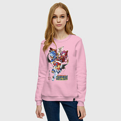 Свитшот хлопковый женский Samurai pizza cats, цвет: светло-розовый — фото 2