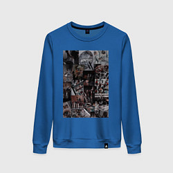 Свитшот хлопковый женский Художник коллаж, цвет: синий