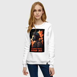 Свитшот хлопковый женский Пламя не остановит меня, цвет: белый — фото 2
