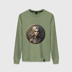 Женский свитшот Эльфийка на монете из Скайрима