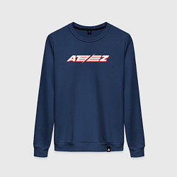 Свитшот хлопковый женский Ateez logo, цвет: тёмно-синий
