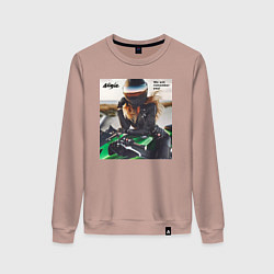 Женский свитшот Девушка на мотоцикле Kawasaki ninja- память