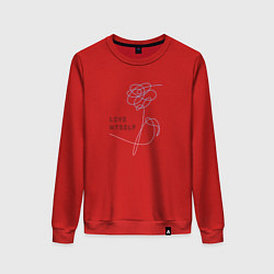 Свитшот хлопковый женский BTS love myself, цвет: красный