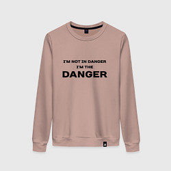 Свитшот хлопковый женский Im not in danger - im the danger, цвет: пыльно-розовый