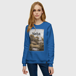 Свитшот хлопковый женский Nadya пейзаж, цвет: синий — фото 2
